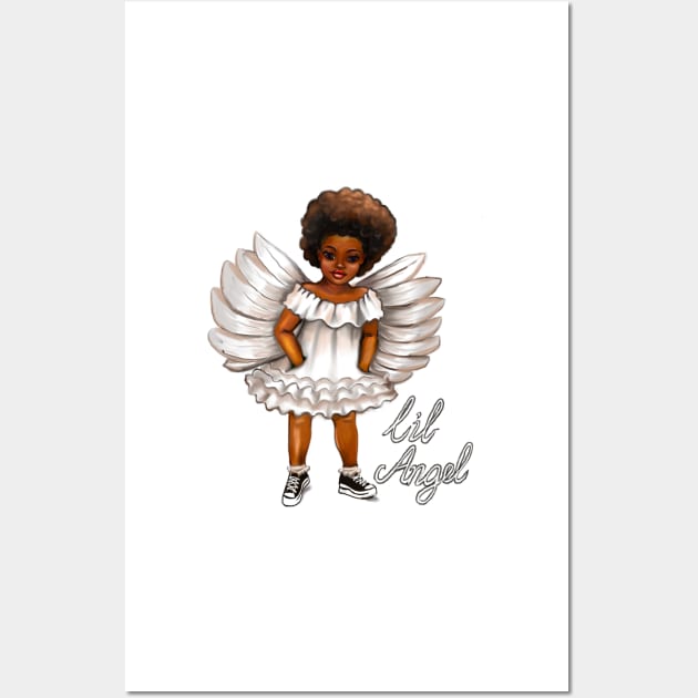 The Best angel Gift ideas 2022, lil angel.... afro baby angel  - curly Afro Hair Wall Art by Artonmytee